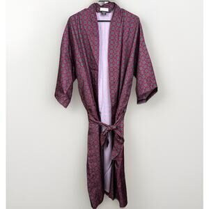 Vintage The Primary Layer Portland Oregon Satin Robe One Size USA Made Burgundy